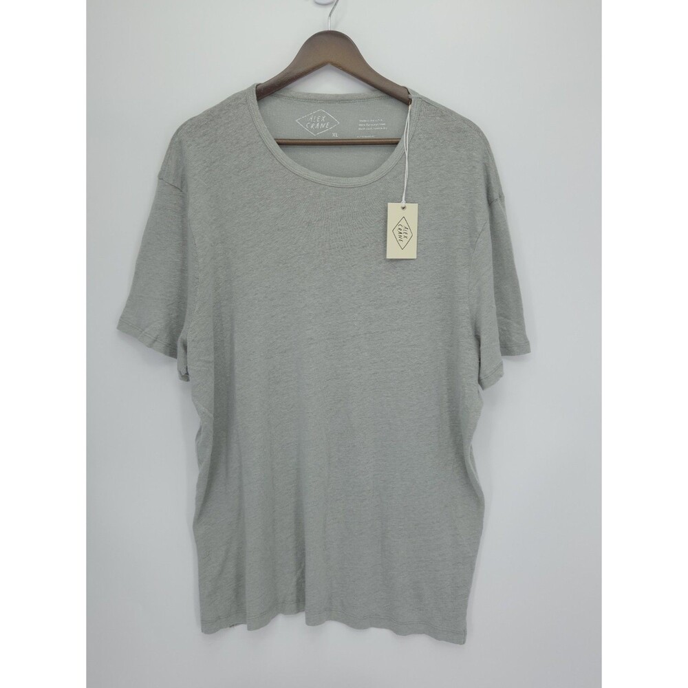 New Alex Crane Mens 100% Linen T Shirt Short Sleeve Crewneck Sage Green Size XL